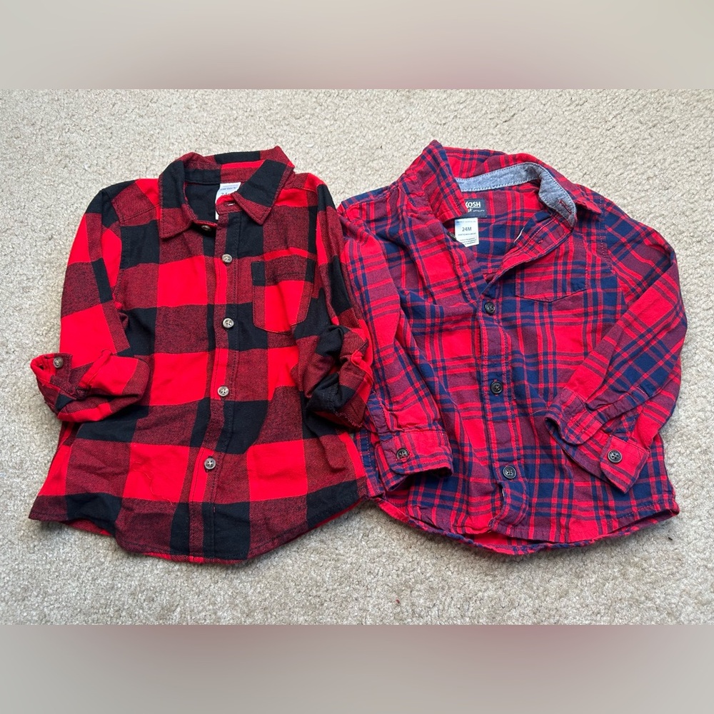 Carter’s Red Plaid Flannel Set 24Months